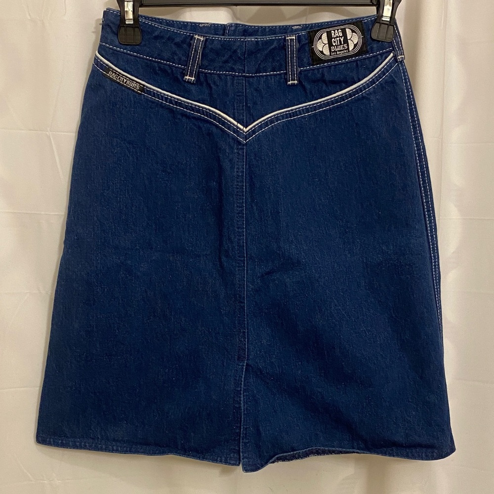 Vintage 80s Rag City Blues Denim Skirt XS